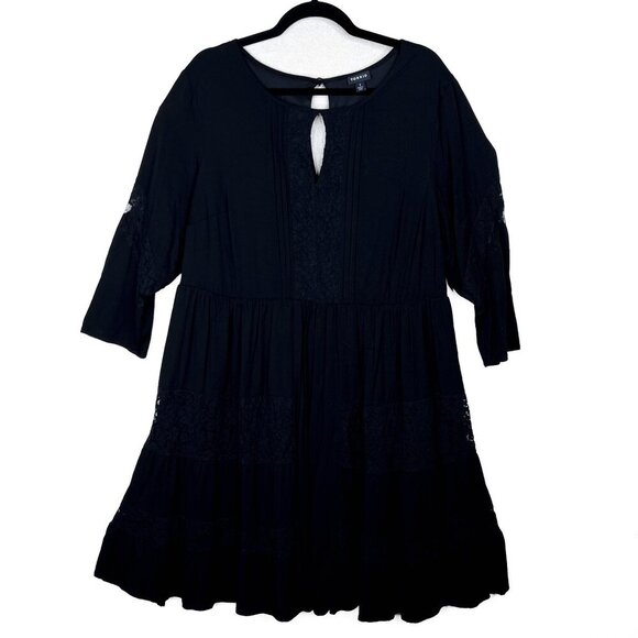 Torrid Tiered Challis Lace Boho Chic Prairie Tunic Ruffled Midi Sz 1 - NWOT - Picture 2 of 10